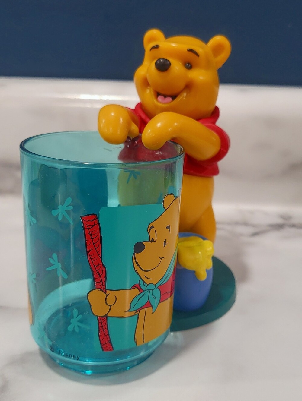 Disney 1997 Winnie The Pooh Cup Toothbrush Holder Hunny Pot Bear Kid Classic Vtg